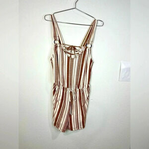 🆕 Derek Heart Brown & Offwhite Striped Romper
